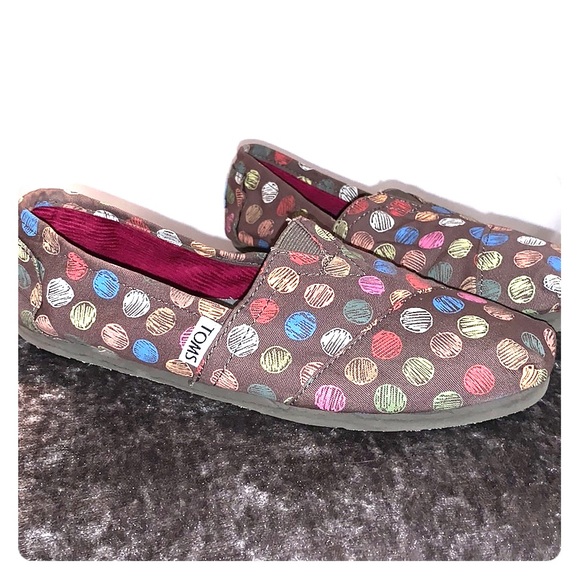 Toms Shoes - Toms- brown polka dot slip ons